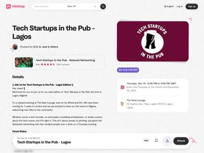 Tech Startups in the Pub - Lagos