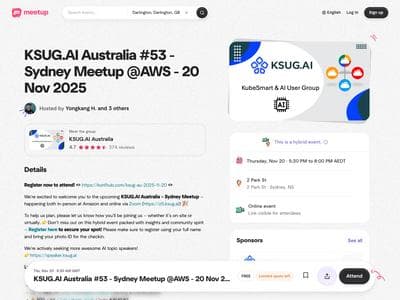 KSUG.AI Australia 53 - Sydney Meetup AWS - 20 Nov
