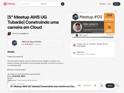 5 Meetup AWS UG Tubaro Construindo uma carreira em Cloud