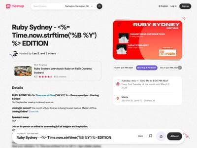 Ruby Sydney - Time.now.strftime EDITION